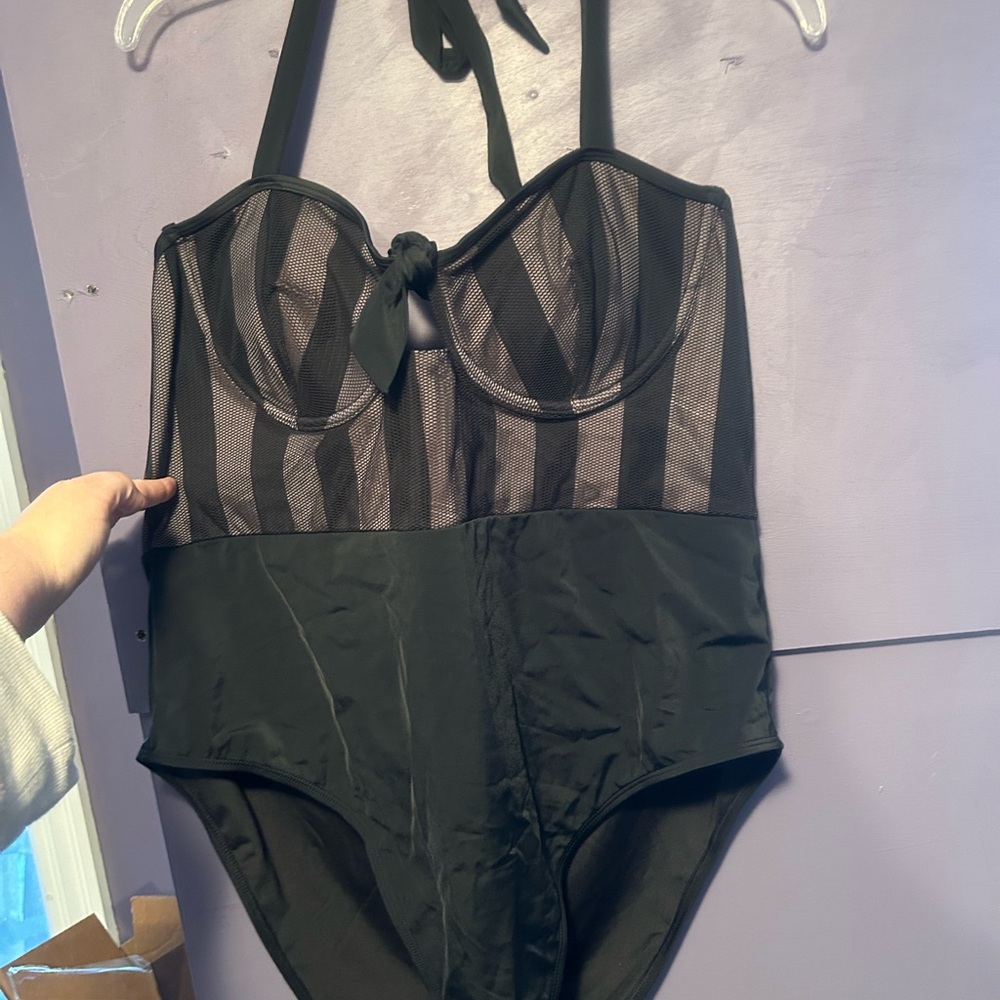Killstar striped black swim suit size 3x new with tags